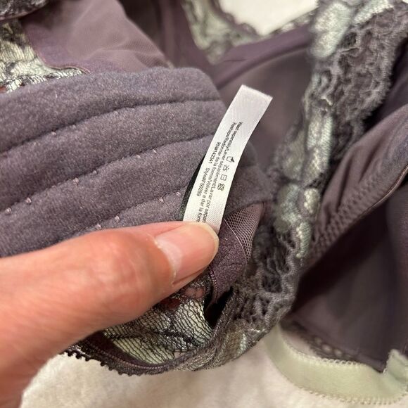 Adore Me 38D bra purple gray lavender flowered lace ribbon underwire - Picture 7 of 7